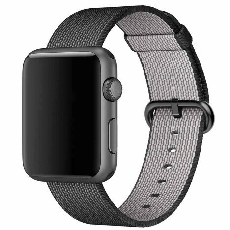 Curea iUni compatibila cu Apple Watch 1/2/3/4/5/6/7, 42mm, Nylon, Woven Strap, Electric Gray